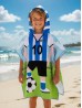 Kids Soccer Patterned Hoodie Towel